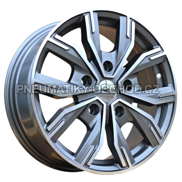 Alu kola Racing Line 6408, 16x6.5 5x114.3 ET45, šedivá + leštění (zátěžová)