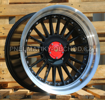 Alu kola Racing Line 7307R, 17x9 5x120 ET15, černá + leštěný límec
