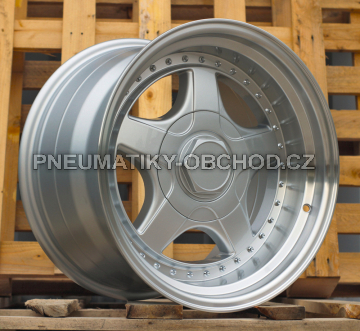 Alu kola Racing Line 7813F, 17x8.5 5x120 ET20, stříbrná + leštěný límec