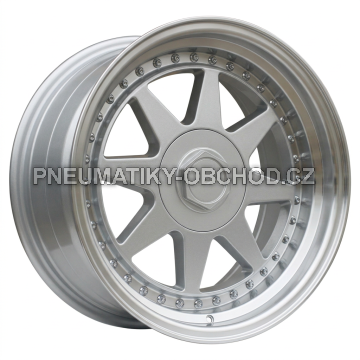 Alu kola Racing Line 7905F, 17x8.5 5x112 ET30, stříbrná + leštěný límec