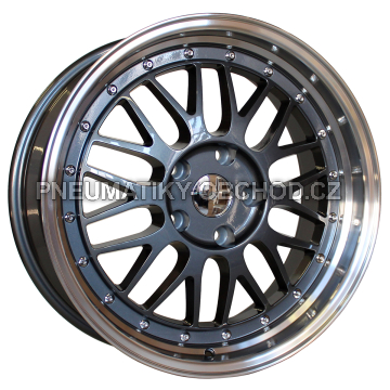 Alu kola Racing Line A1025, 17x7.5 5x120 ET34, šedivá + leštěný límec