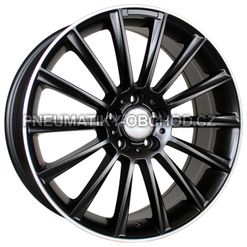 Alu kola Racing Line B1048, 20x8.5 5x112 ET43, černá matná + leštěný límec
