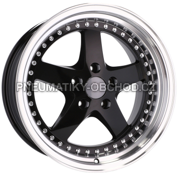 Alu kola Racing Line B1161, 18x8.5 5x120 ET30, černá + leštěný límec