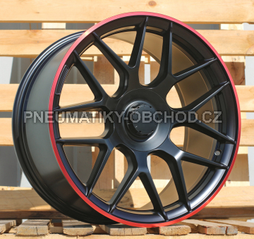 Alu kola Racing Line B1258, 19x8.5 5x112 ET38, černá matná + červený límec