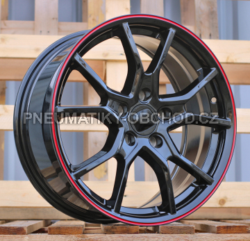 Alu kola Racing Line B1418, 18x8 5x114.3 ET45, černá s červenou linkou