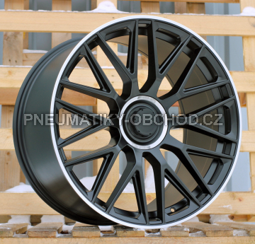Alu kola Racing Line B1766, 22x10 5x112 ET43, černá matná + leštěný límec