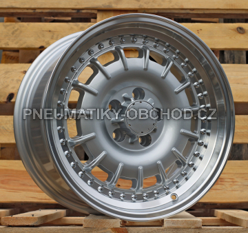 Alu kola Racing Line B1855, 17x9 5x112 ET30, stříbrná + leštěný límec