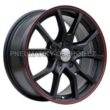 Alu kola Racing Line B5253, 16x7 5x100 ET36, černá matná + červený límec