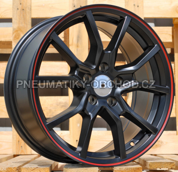 Alu kola Racing Line B5253, 17x7 4x100 ET38, černá matná + červený límec