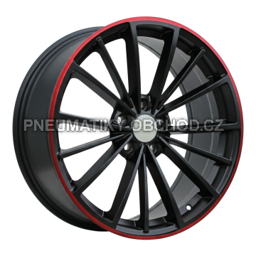 Alu kola Racing Line B5937, 18x7.5 5x112 ET51, černá matná + červený límec