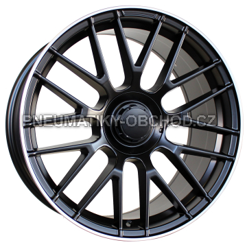 Alu kola Racing Line BK912, 19x9.5 5x112 ET35, černá matná + leštěný límec