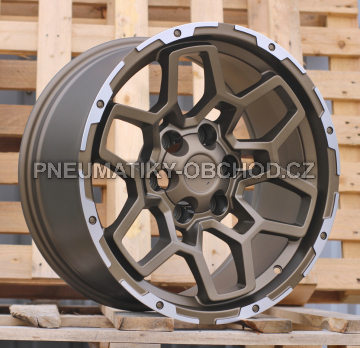 Alu kola Racing Line F8720, 18x9 6x139.7 ET, bronzová + leštěný límec