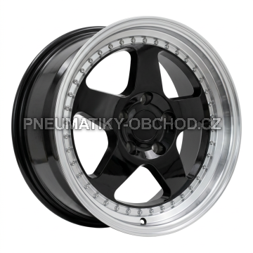Alu kola Racing Line HE750, 17x8 5x120 ET34, černá + leštěný límec