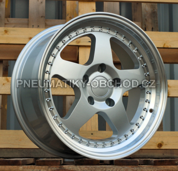 Alu kola Racing Line HE750, 17x8 5x120 ET34, stříbrná + leštěný límec