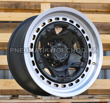 Alu kola Racing Line JT186, 17x9 6x139.7 ET, černá matná + leštěný límec (zátěžová)