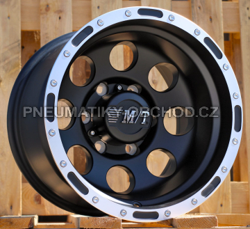 Alu kola Racing Line LU087, 15x8 6x139.7 ET-30, černá matná + leštěný límec