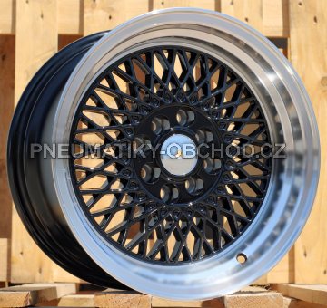 Alu kola Racing Line LU483, 15x7 4x100 ET25, černá + leštěný límec