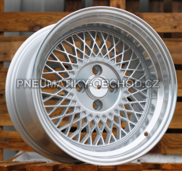 Alu kola Racing Line LU483, 15x8 4x100 ET20, stříbrná + leštěný límec