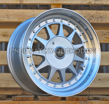 Alu kola Racing Line LU596, 15x7.5 4x100 ET20, stříbrná + leštěný límec