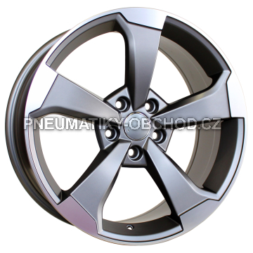 Alu kola Racing Line XE351, 19x8.5 5x112 ET40, šedivá matná + leštění (zátěžová)