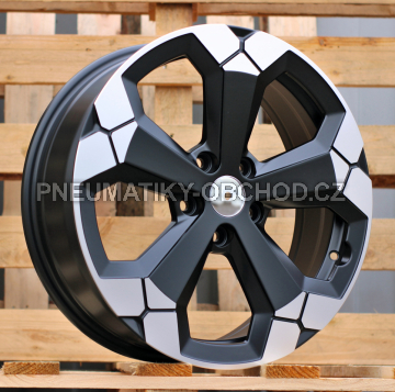 Alu kola Racing Line Y1274, 17x6.5 5x114.3 ET45, černá matná + leštěný límec