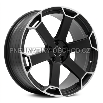 Alu kola Racing Line YF6149, 20x9 5x112 ET30, černá matná + leštěný límec (zátěžová)
