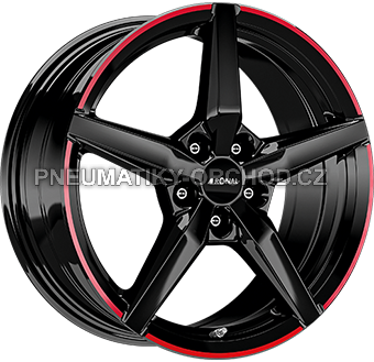 Alu kola RONAL R69, 17x7.5 5x112 ET52, černá lesklá s červenou linkou (zátěžová)