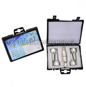 Bezpečnostní šrouby na alu kola M14x1,5x28mm SADA, koule R14 dosedací plocha