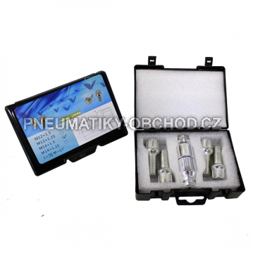 Bezpečnostní šrouby na alu kola M14x1,5x32mm SADA, koule R13 dosedací plocha