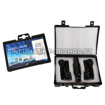 Bezpečnostní šrouby na alu kola M14x1,5x42mm SADA, černá, koule R14 dosedací plocha