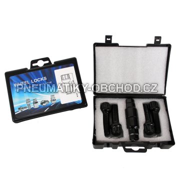 Bezpečnostní šrouby na alu kola M14x1,5x45mm SADA, černá, koule R14 dosedací plocha