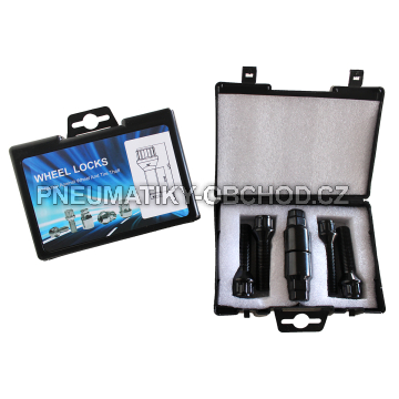 Bezpečnostní šrouby na alu kola M14x1,5x45mm SADA, černá, kužel dosedací plocha