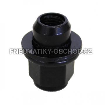 Matice na originální alu kola Nissan, Infiniti M12x1,25 s plochou podložkou, černá, klíč 21, výška 37,5 mm, uzavřená