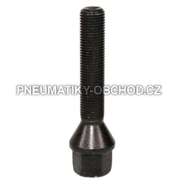 Šrouby na alu kola M12x1,25x55mm černé, kužel, klíč 17