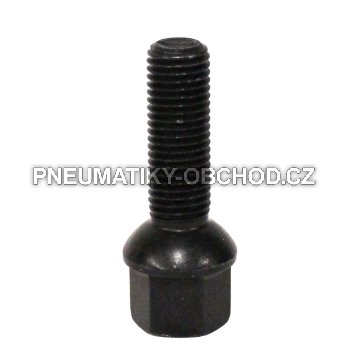 Šrouby na kola M12x1,5x35mm černé, koule R12, klíč 17