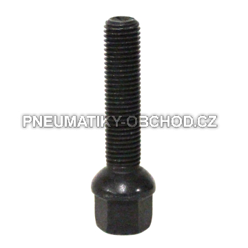 Šrouby na kola M12x1,5x60mm černé, koule R12, klíč 17