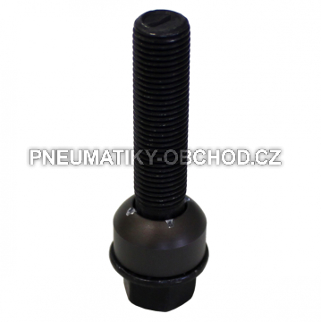 Šrouby na originální kola PORSCHE, VW M14x1,5x53mm černé, koule R14, klíč 19