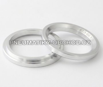 Vymezovací kroužky vněj. průměr 67,1 - 66,1 mm hliník, přesah kužele 2mm