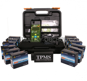 ZVÝHODNĚNÝ BALÍČEK 12KS UNI-SENZOR 433 Mhz + Programovací přístroj TPMS CUB Sensor AID + OBDII kabel